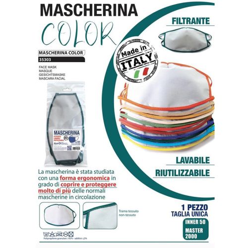 La mascherina è stata studiata con una forma ergonomica, in grado di coprire e proteggere molto di più delle normali mascherine in circolazione.
Sono inoltre LAVABILI e RIUTILIZZABILI.
